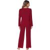 imageWiWi Viscose from Bamboo Pajama Set for Women 2 Pieces Long Sleeve Loungwear Soft Sleepwear Loose Comfy Pj Sets Pockets SXXLBwine Red