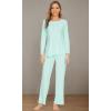 imageWiWi Viscose from Bamboo Pajamas Set for Women Soft Long Sleeve Pj Sleepwear Knit Jammies Pants Lounge Sets Loungewear SXXLAaqua