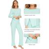 imageWiWi Viscose from Bamboo Pajamas Set for Women Soft Long Sleeve Pj Sleepwear Knit Jammies Pants Lounge Sets Loungewear SXXLAaqua