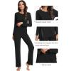 imageWiWi Viscose from Bamboo Pajamas Set for Women Soft Long Sleeve Pj Sleepwear Knit Jammies Pants Lounge Sets Loungewear SXXLAblack