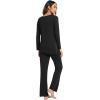 imageWiWi Viscose from Bamboo Pajamas Set for Women Soft Long Sleeve Pj Sleepwear Knit Jammies Pants Lounge Sets Loungewear SXXLAblack