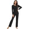 imageWiWi Viscose from Bamboo Pajamas Set for Women Soft Long Sleeve Pj Sleepwear Knit Jammies Pants Lounge Sets Loungewear SXXLAblack