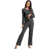 imageWiWi Viscose from Bamboo Pajamas Set for Women Soft Long Sleeve Pj Sleepwear Knit Jammies Pants Lounge Sets Loungewear SXXLAcharcoal Heather