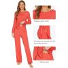 imageWiWi Viscose from Bamboo Pajamas Set for Women Soft Long Sleeve Pj Sleepwear Knit Jammies Pants Lounge Sets Loungewear SXXLAcoral