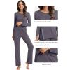 imageWiWi Viscose from Bamboo Pajamas Set for Women Soft Long Sleeve Pj Sleepwear Knit Jammies Pants Lounge Sets Loungewear SXXLAdark Grey