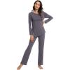 imageWiWi Viscose from Bamboo Pajamas Set for Women Soft Long Sleeve Pj Sleepwear Knit Jammies Pants Lounge Sets Loungewear SXXLAdark Grey