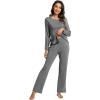 imageWiWi Viscose from Bamboo Pajamas Set for Women Soft Long Sleeve Pj Sleepwear Knit Jammies Pants Lounge Sets Loungewear SXXLAdark Heather Grey