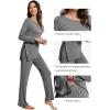 imageWiWi Viscose from Bamboo Pajamas Set for Women Soft Long Sleeve Pj Sleepwear Knit Jammies Pants Lounge Sets Loungewear SXXLAdark Heather Grey