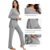 imageWiWi Viscose from Bamboo Pajamas Set for Women Soft Long Sleeve Pj Sleepwear Knit Jammies Pants Lounge Sets Loungewear SXXLAheather Grey