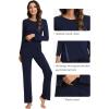 imageWiWi Viscose from Bamboo Pajamas Set for Women Soft Long Sleeve Pj Sleepwear Knit Jammies Pants Lounge Sets Loungewear SXXLAnavy