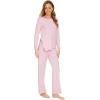 imageWiWi Viscose from Bamboo Pajamas Set for Women Soft Long Sleeve Pj Sleepwear Knit Jammies Pants Lounge Sets Loungewear SXXLApink
