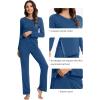 imageWiWi Viscose from Bamboo Pajamas Set for Women Soft Long Sleeve Pj Sleepwear Knit Jammies Pants Lounge Sets Loungewear SXXLAprussian Blue