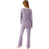 imageWiWi Viscose from Bamboo Pajamas Set for Women Soft Long Sleeve Pj Sleepwear Knit Jammies Pants Lounge Sets Loungewear SXXLAviolet