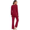 imageWiWi Viscose from Bamboo Pajamas Set for Women Soft Long Sleeve Pj Sleepwear Knit Jammies Pants Lounge Sets Loungewear SXXLAwine Red