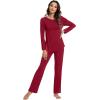 imageWiWi Viscose from Bamboo Pajamas Set for Women Soft Long Sleeve Pj Sleepwear Knit Jammies Pants Lounge Sets Loungewear SXXLAwine Red