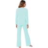 imageWiWi Viscose from Bamboo Pajamas Set for Women Soft Long Sleeve Pj Sleepwear Knit Jammies Pants Lounge Sets Loungewear SXXLBaqua
