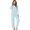 imageWiWi Viscose from Bamboo Pajamas Set for Women Soft Long Sleeve Pj Sleepwear Knit Jammies Pants Lounge Sets Loungewear SXXLBaqua