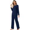 imageWiWi Viscose from Bamboo Pajamas Set for Women Soft Long Sleeve Pj Sleepwear Knit Jammies Pants Lounge Sets Loungewear SXXLBnavy