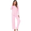 imageWiWi Viscose from Bamboo Pajamas Set for Women Soft Long Sleeve Pj Sleepwear Knit Jammies Pants Lounge Sets Loungewear SXXLBpink