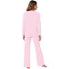 imageWiWi Viscose from Bamboo Pajamas Set for Women Soft Long Sleeve Pj Sleepwear Knit Jammies Pants Lounge Sets Loungewear SXXLBpink