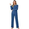 imageWiWi Viscose from Bamboo Pajamas Set for Women Soft Long Sleeve Pj Sleepwear Knit Jammies Pants Lounge Sets Loungewear SXXLBprussian Blue