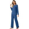 imageWiWi Viscose from Bamboo Pajamas Set for Women Soft Long Sleeve Pj Sleepwear Knit Jammies Pants Lounge Sets Loungewear SXXLBprussian Blue