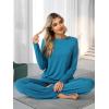 imageWiWi Viscose from Bamboo Pajamas Set for Women Soft Long Sleeve Pj Sleepwear Knit Jammies Pants Lounge Sets Loungewear SXXLBteal Blue