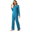 imageWiWi Viscose from Bamboo Pajamas Set for Women Soft Long Sleeve Pj Sleepwear Knit Jammies Pants Lounge Sets Loungewear SXXLBteal Blue