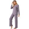 imageWiWi Viscose from Bamboo Pajamas Set for Women Soft Long Sleeve Pj Sleepwear Knit Jammies Pants Lounge Sets Loungewear SXXLBviolet