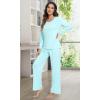 imageWiWi Viscose from Bamboo Pajamas Sets for Women Soft Long Sleeve Sleepwear and Pants Pjs Lounge Set Loungewear SXXLAqua
