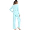 imageWiWi Viscose from Bamboo Pajamas Sets for Women Soft Long Sleeve Sleepwear and Pants Pjs Lounge Set Loungewear SXXLAqua