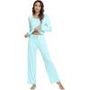imageWiWi Viscose from Bamboo Pajamas Sets for Women Soft Long Sleeve Sleepwear and Pants Pjs Lounge Set Loungewear SXXLAqua