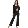 imageWiWi Viscose from Bamboo Pajamas Sets for Women Soft Long Sleeve Sleepwear and Pants Pjs Lounge Set Loungewear SXXLBlack