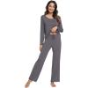 imageWiWi Viscose from Bamboo Pajamas Sets for Women Soft Long Sleeve Sleepwear and Pants Pjs Lounge Set Loungewear SXXLDark Grey
