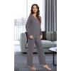 imageWiWi Viscose from Bamboo Pajamas Sets for Women Soft Long Sleeve Sleepwear and Pants Pjs Lounge Set Loungewear SXXLDark Grey