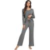 imageWiWi Viscose from Bamboo Pajamas Sets for Women Soft Long Sleeve Sleepwear and Pants Pjs Lounge Set Loungewear SXXLDark Heather Grey