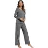 imageWiWi Viscose from Bamboo Pajamas Sets for Women Soft Long Sleeve Sleepwear and Pants Pjs Lounge Set Loungewear SXXLDark Heather Grey