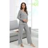 imageWiWi Viscose from Bamboo Pajamas Sets for Women Soft Long Sleeve Sleepwear and Pants Pjs Lounge Set Loungewear SXXLHeather Grey