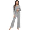 imageWiWi Viscose from Bamboo Pajamas Sets for Women Soft Long Sleeve Sleepwear and Pants Pjs Lounge Set Loungewear SXXLHeather Grey