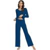 imageWiWi Viscose from Bamboo Pajamas Sets for Women Soft Long Sleeve Sleepwear and Pants Pjs Lounge Set Loungewear SXXLInk Blue