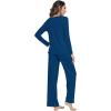 imageWiWi Viscose from Bamboo Pajamas Sets for Women Soft Long Sleeve Sleepwear and Pants Pjs Lounge Set Loungewear SXXLInk Blue