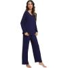 imageWiWi Viscose from Bamboo Pajamas Sets for Women Soft Long Sleeve Sleepwear and Pants Pjs Lounge Set Loungewear SXXLNavy