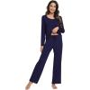 imageWiWi Viscose from Bamboo Pajamas Sets for Women Soft Long Sleeve Sleepwear and Pants Pjs Lounge Set Loungewear SXXLNavy
