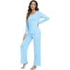 imageWiWi Viscose from Bamboo Pajamas Sets for Women Soft Long Sleeve Sleepwear and Pants Pjs Lounge Set Loungewear SXXLPale Blue