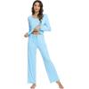 imageWiWi Viscose from Bamboo Pajamas Sets for Women Soft Long Sleeve Sleepwear and Pants Pjs Lounge Set Loungewear SXXLPale Blue