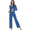 imageWiWi Viscose from Bamboo Pajamas Sets for Women Soft Long Sleeve Sleepwear and Pants Pjs Lounge Set Loungewear SXXLPrussian Blue