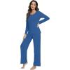 imageWiWi Viscose from Bamboo Pajamas Sets for Women Soft Long Sleeve Sleepwear and Pants Pjs Lounge Set Loungewear SXXLPrussian Blue