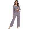 imageWiWi Viscose from Bamboo Pajamas Sets for Women Soft Long Sleeve Sleepwear and Pants Pjs Lounge Set Loungewear SXXLPurplish Grey