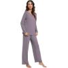 imageWiWi Viscose from Bamboo Pajamas Sets for Women Soft Long Sleeve Sleepwear and Pants Pjs Lounge Set Loungewear SXXLPurplish Grey