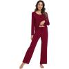 imageWiWi Viscose from Bamboo Pajamas Sets for Women Soft Long Sleeve Sleepwear and Pants Pjs Lounge Set Loungewear SXXLWine